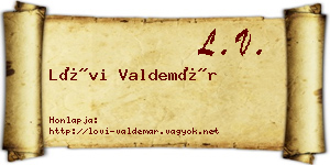 Lövi Valdemár névjegykártya
